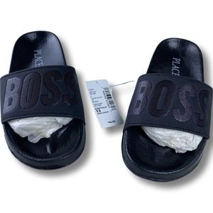 NWT The Children’s Place “Boss” Slides in Black Size 13